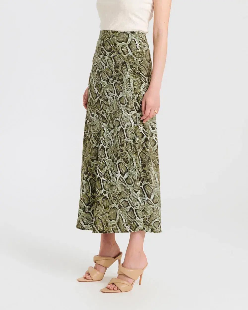 Ena Pelly Python Panelled Midi Skirt Animal Print Size 8 photo 2
