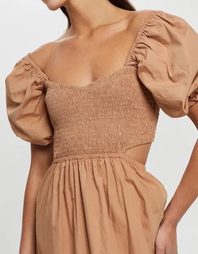 Faithfull Bloom Midi Dress Plain Hazelnut Size 10 photo 2
