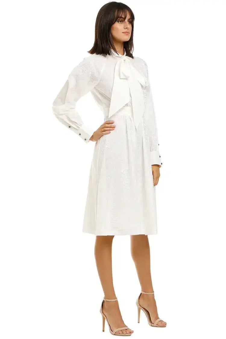 Leo Lin Serenity Lace Shirt Dress in White Size 8 photo 4