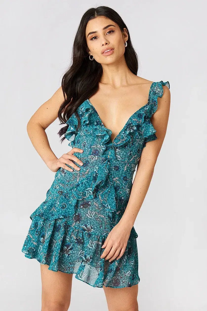 For Love And Lemons Poppy Mini Dress Blue Size AU 8 photo 2