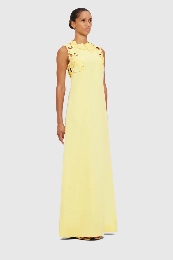 Leo Lin Solene Appliqué Maxi Dress - Sorbet Yellow photo 3