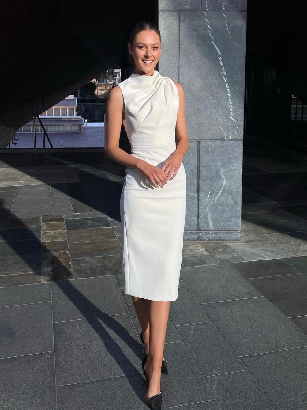 Mossman The Edge of Glory Midi Dress Ivory White Size 8 photo 8