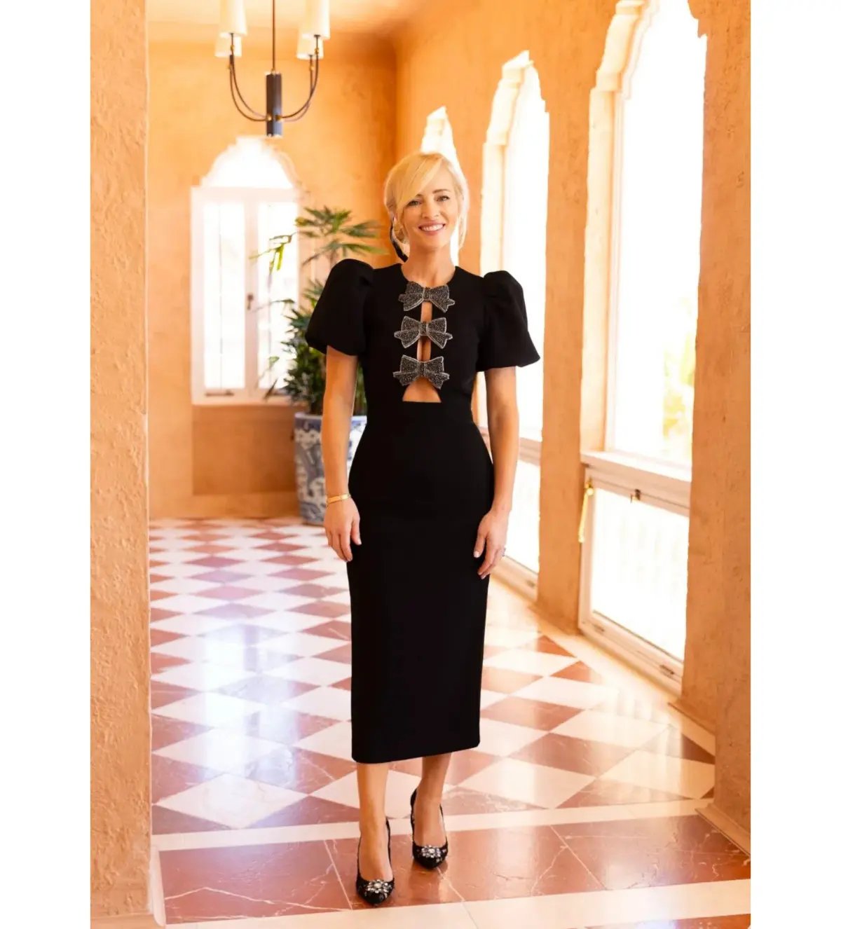 Rebecca Vallance Eliana Puff Sleeve Midi Dress Black Size 10 photo 3