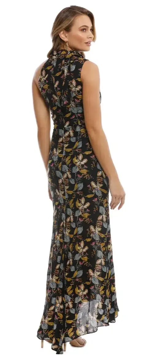 Nicholas Ava Tie Neck Maxi Dress Floral Size 10 photo 3