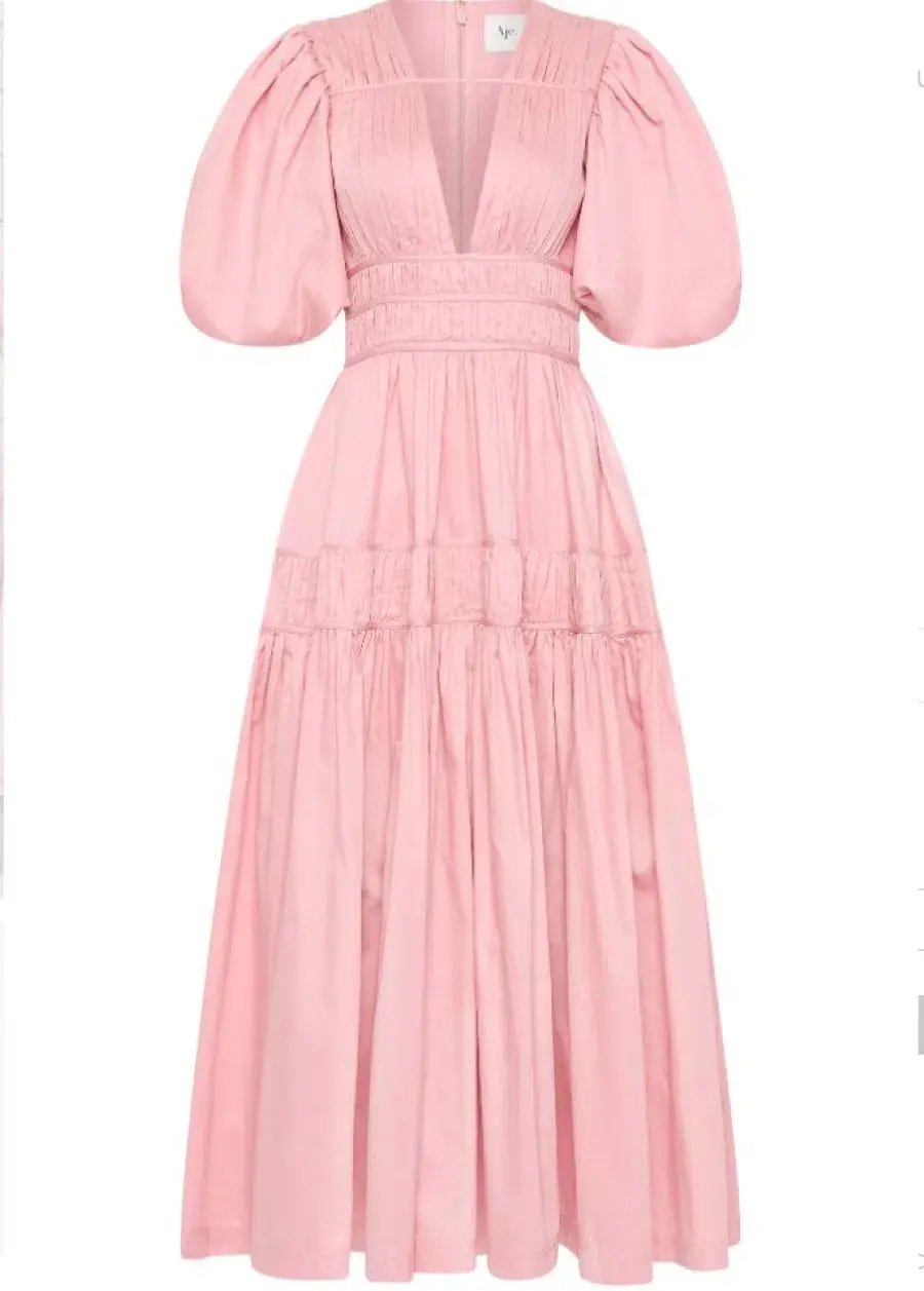 Aje Fallingwater Ruched Midi Dress Pastel Pink Size AU 12 photo 3