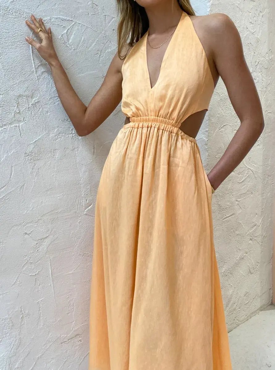 Manning Cartell Lyrical Colours Halter Maxi Dress in Mango Sorbet Size 6 photo 7