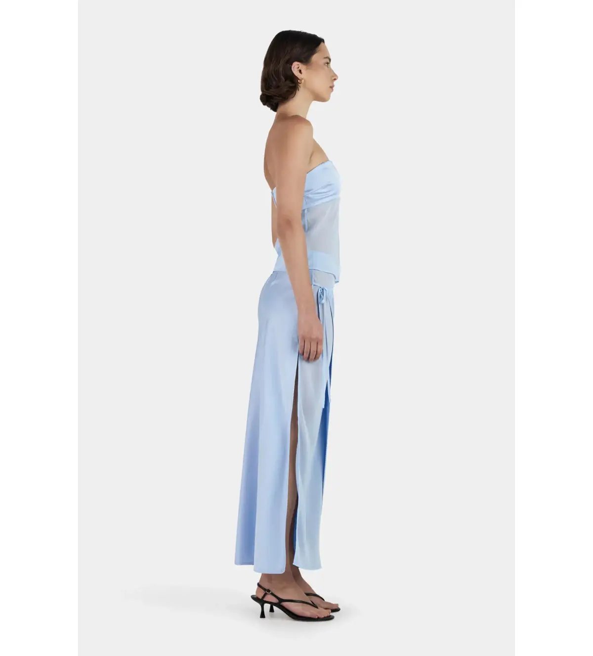 Ownley Patrice Strapless Top Size M/AU 10 and Ricky Midi Skirt Size S/AU 8 Baby Blue Set photo 3
