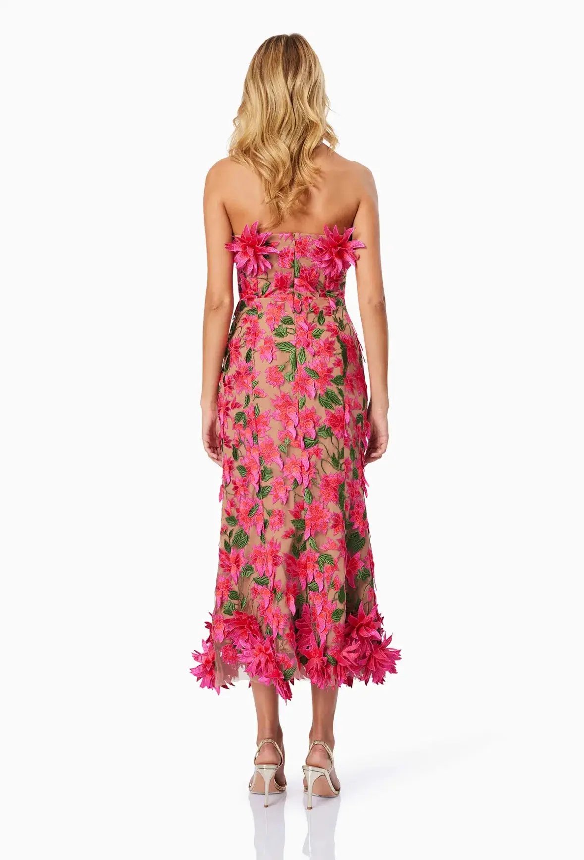 Elliatt Valentina Midi Dress Pink Multi Floral Size 8 photo 3