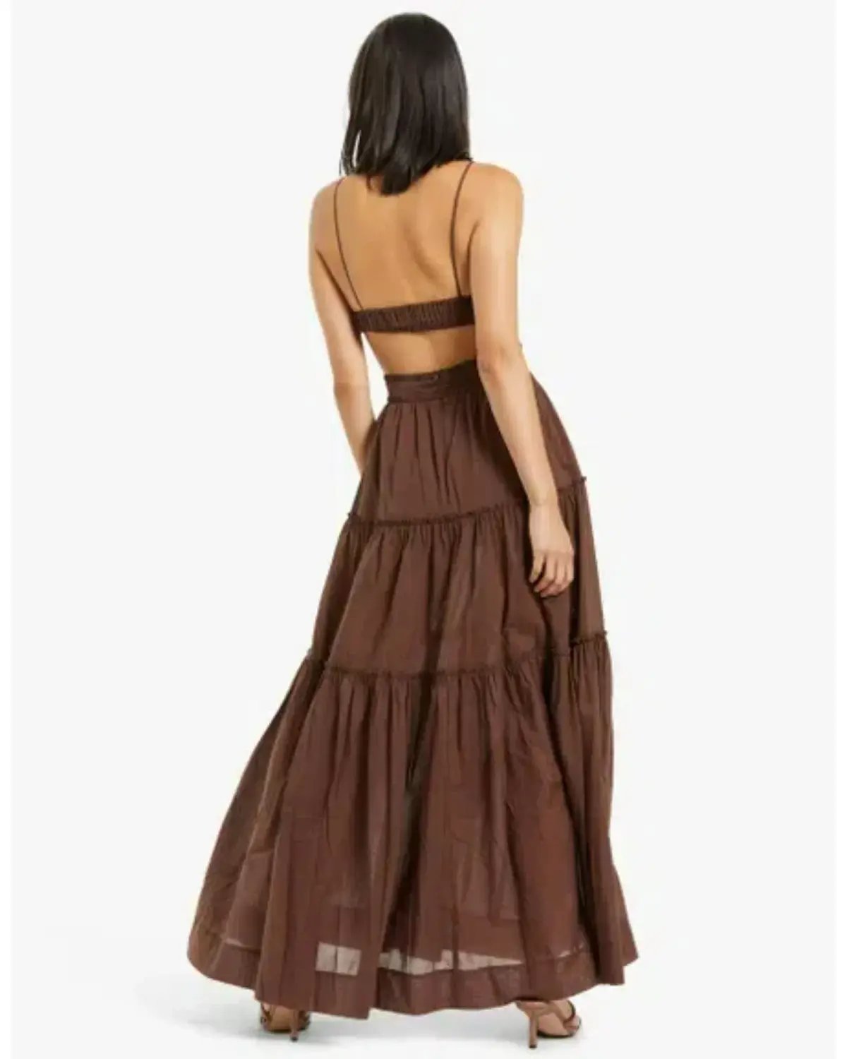 Bec & Bridge Carla V Maxi Dress in Chocolate Brown Size AU 6 photo 2