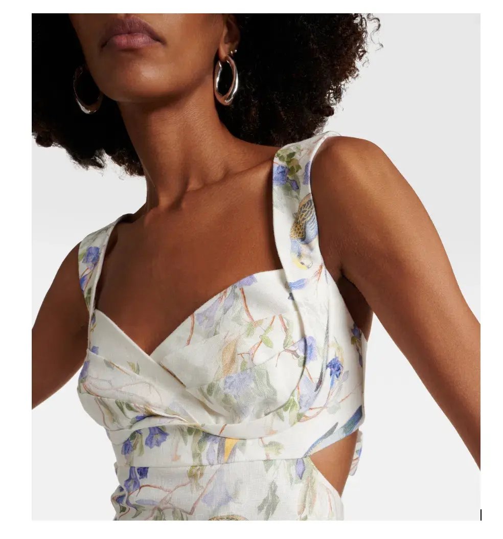 Zimmermann Natura Midi Dress in Blue Birds Size 0P / AU 6 photo 5