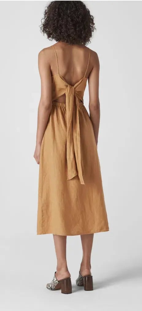 Whistles Milana Tie-Back Linen Dress Toffee Size 12 photo 2