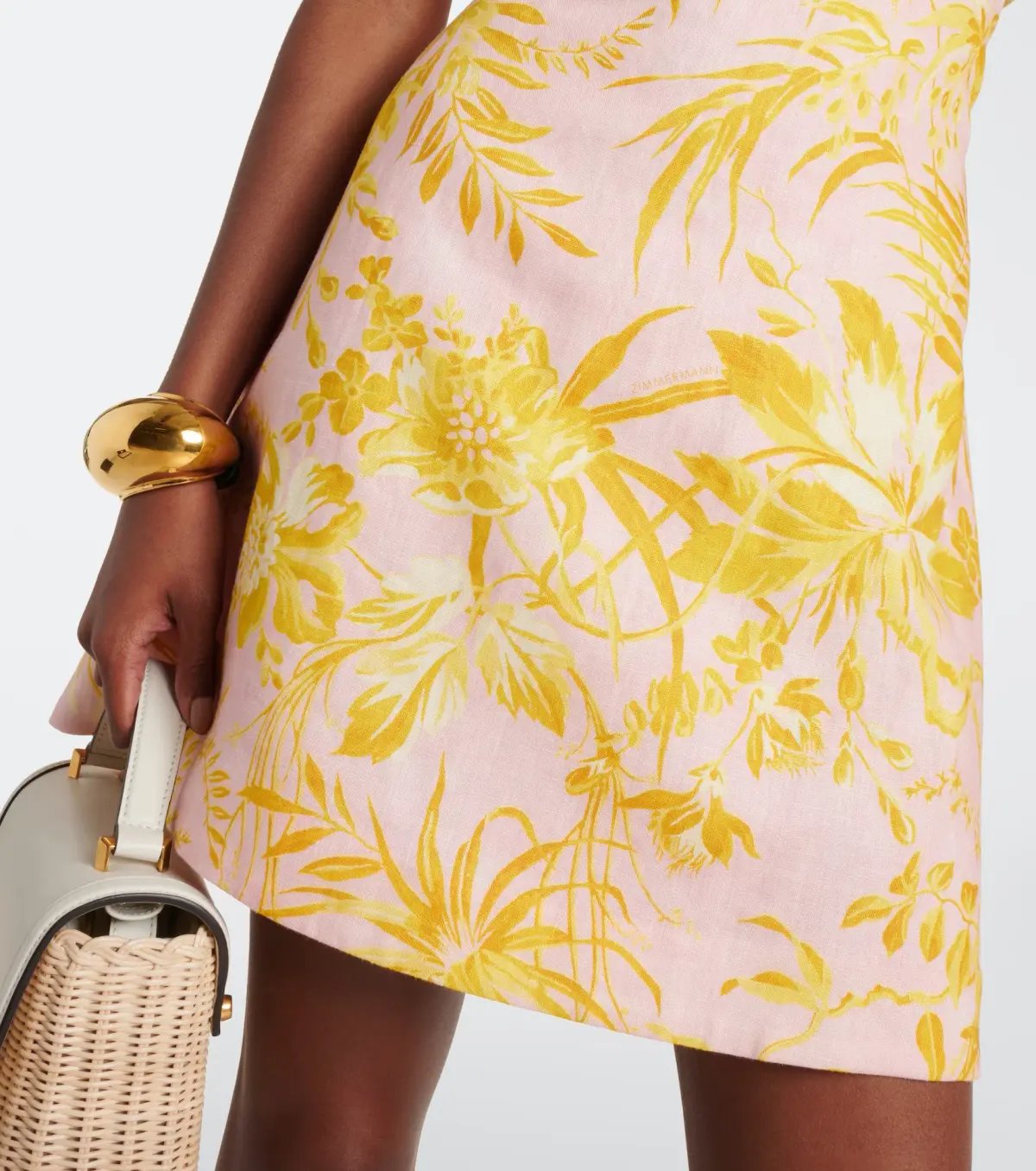 Zimmermann Golden Ruffle Mini Dress Pink/Gold Floral Size 0 / AU 8 photo 4
