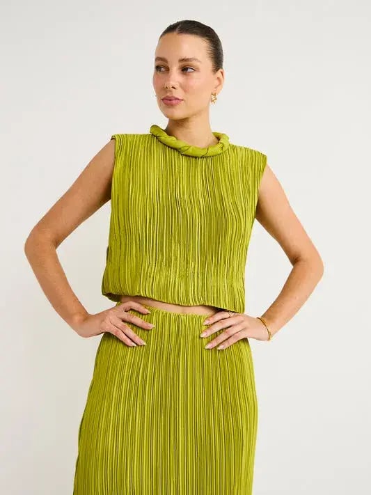 Rachel Gilbert Ziara Top and Skirt Set Green Size 18 photo 2