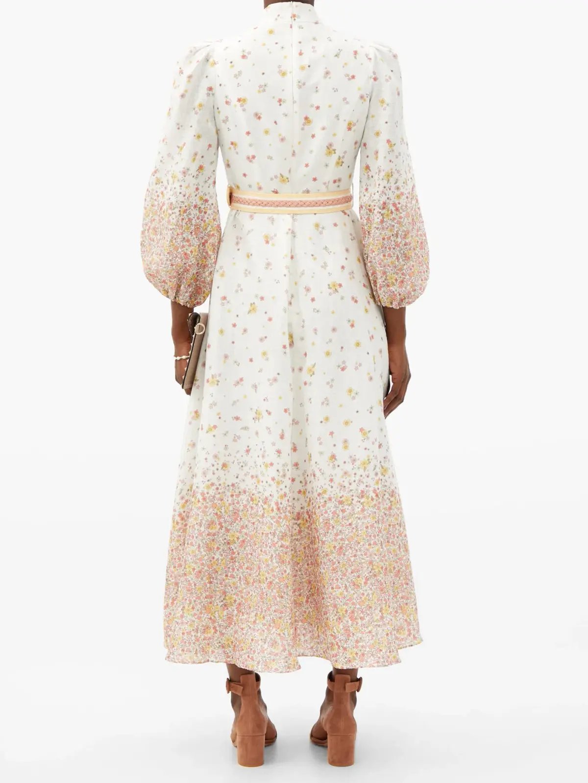 Zimmermann Carnaby Belted Linen Dress Floral Print Size 0 / AU 8 photo 2