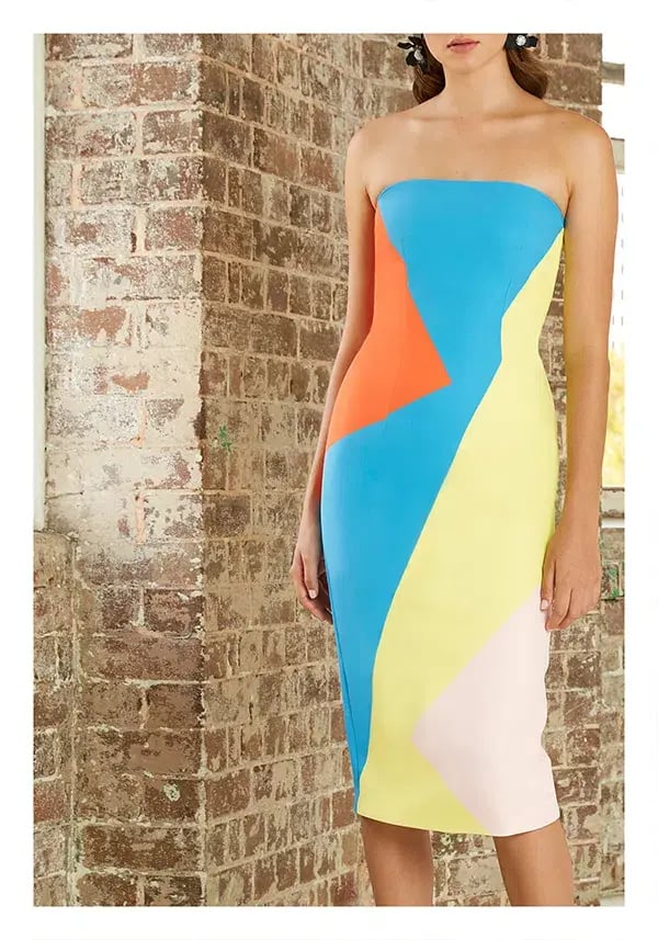 By Johnny Strapless Dress Multi Splice Size 10 photo 2