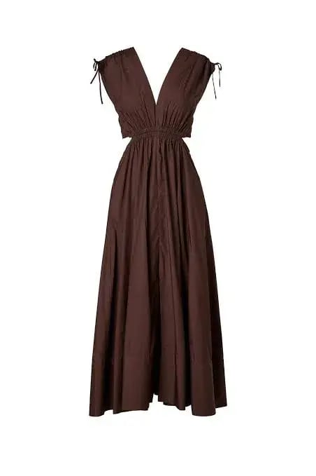 Scanlan Theodore Cotton Drawcord Dress Brown Size 10 photo 5