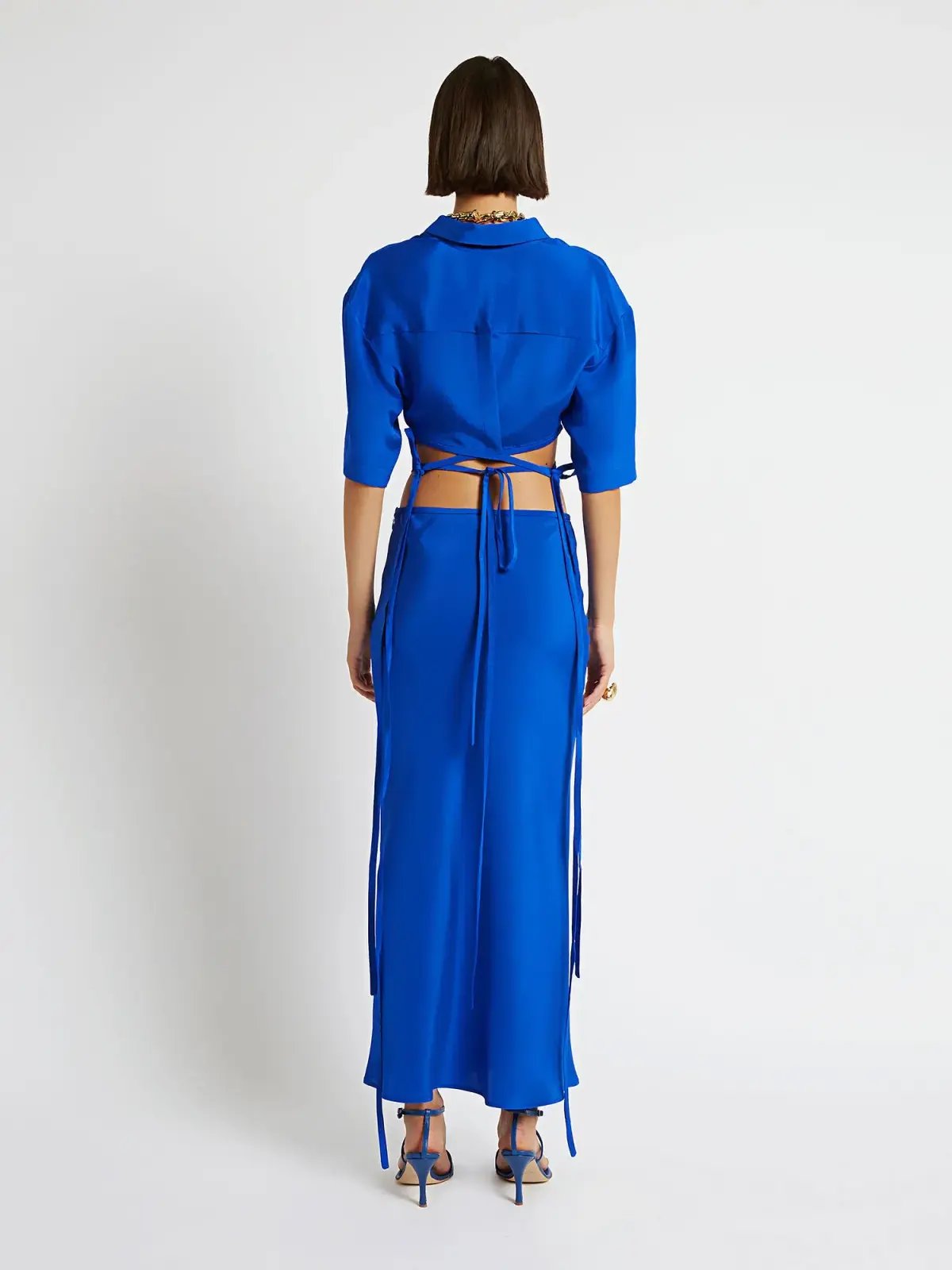 Christopher Esber Loophole Tie Skirt and Top Set Cobalt Size 6 photo 2