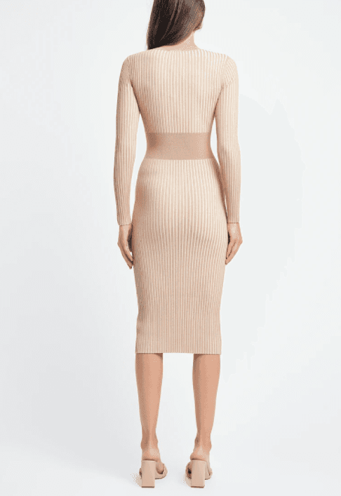 Kookai Sadie Crew Neck Belted Dress Nude Size 10 photo 3