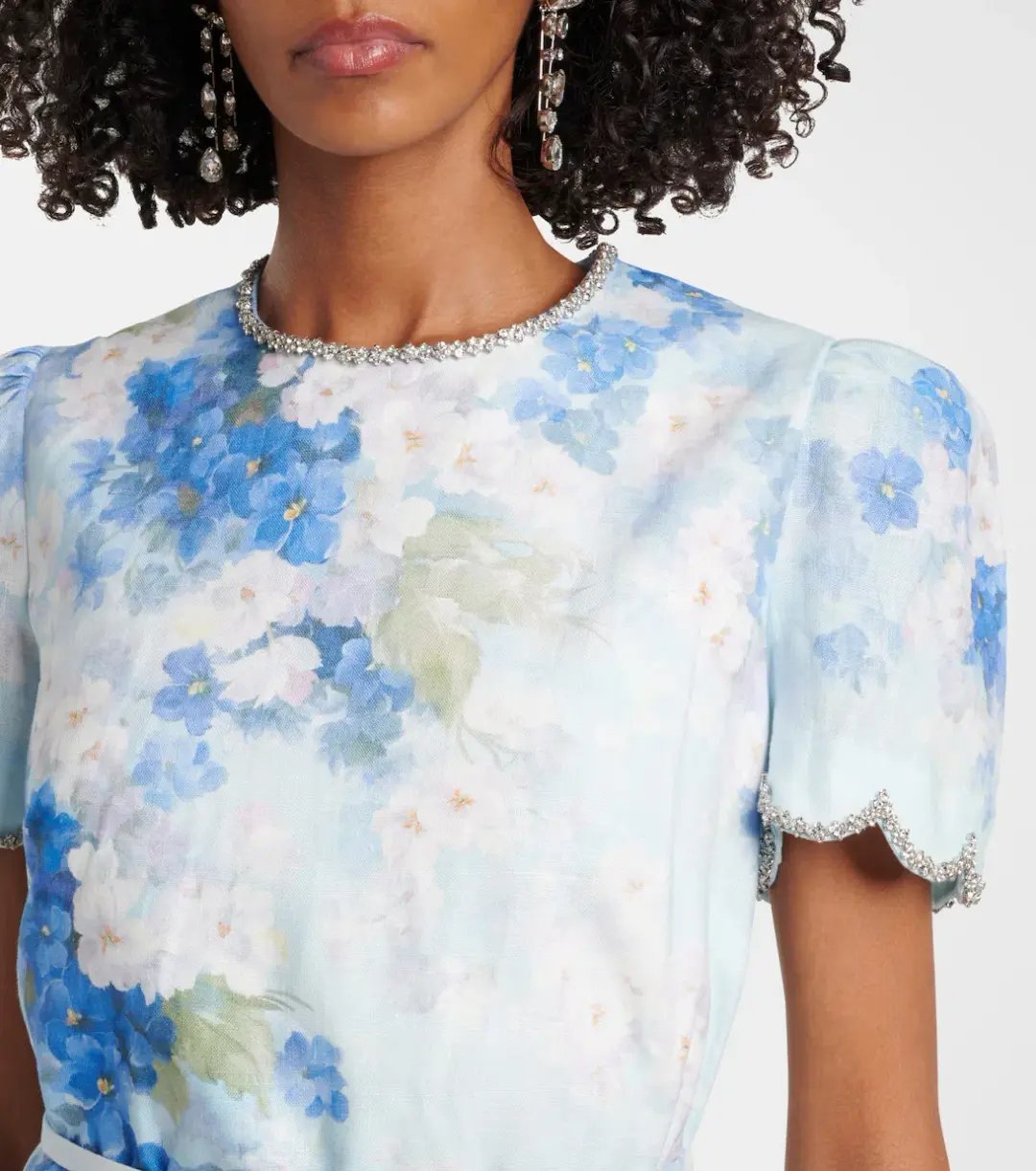 Zimmermann Crush Scalloped Shift Dress Blue Floral Size 3 / AU 1 photo 4