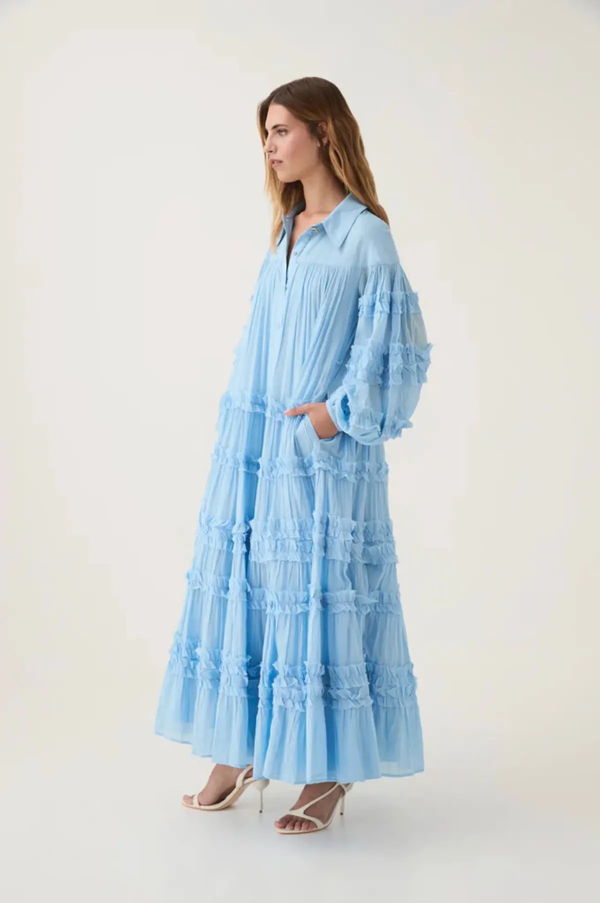 Aje Pastiche Tiered Maxi Dress Powder Blue Size AU 14 photo 4