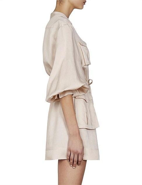 Shona Joy Ellington Balloon Sleeve Mini Dress Ecru Size 8 photo 7