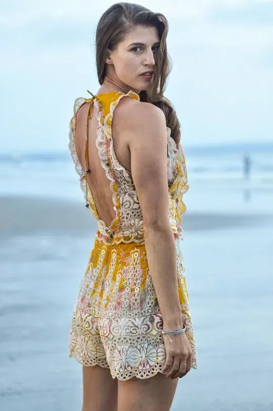 Zimmermann Confetti Scallop Playsuit Floral Size 0/AU 8 photo 3