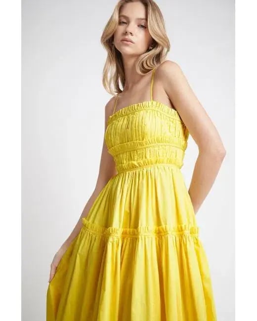 Aje Romance Tie Strap Midi Dress Sunshine Yellow Size 16 photo 3