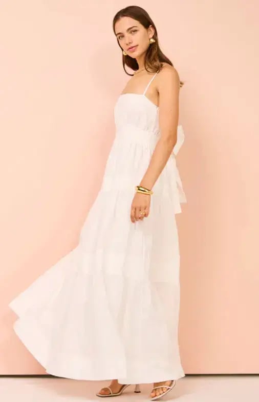 By Nicola Monet Tiered Maxi Dress In White Size 10 photo 4