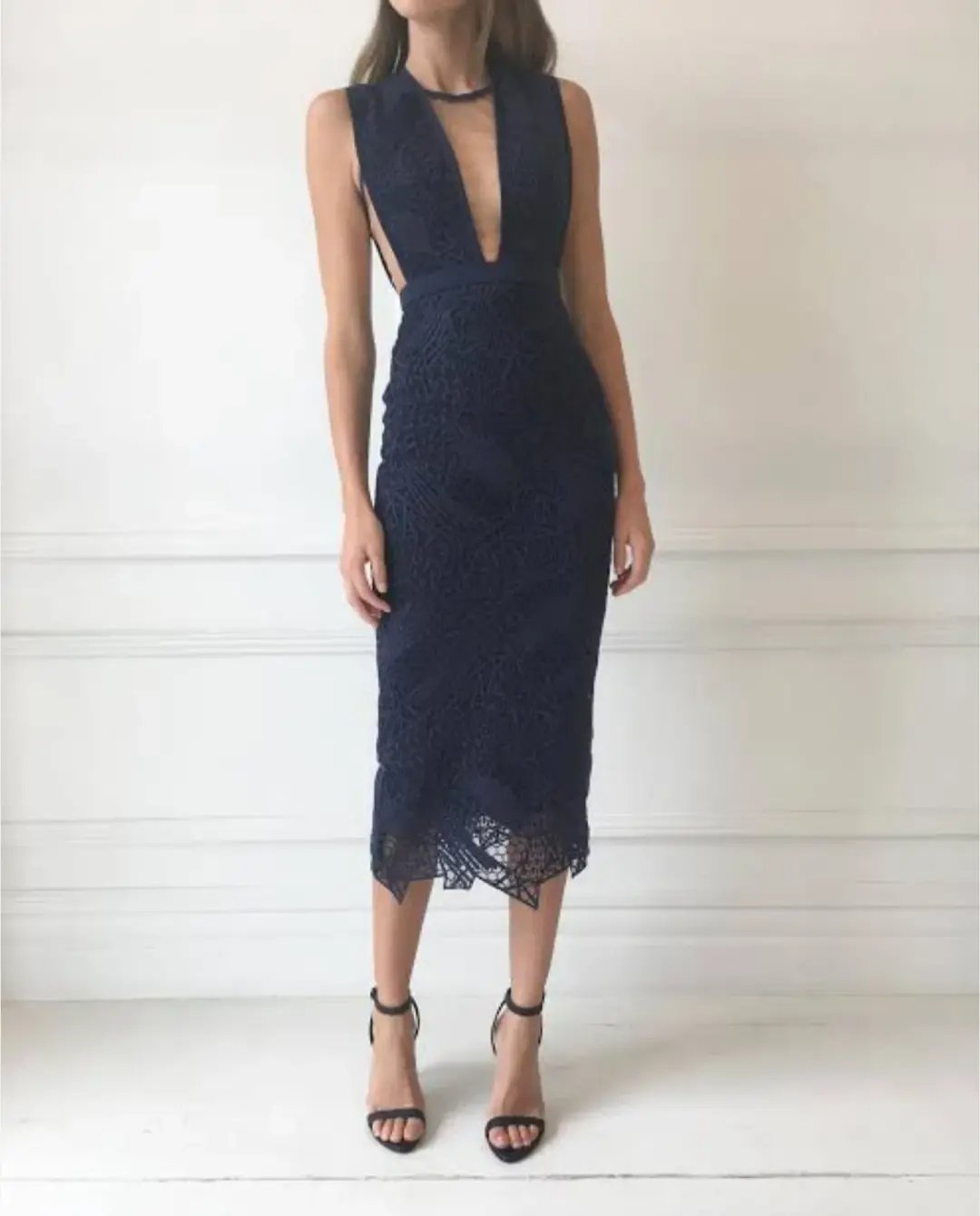 Manning Cartell Lace Midi Dress Navy Size 8 photo 2