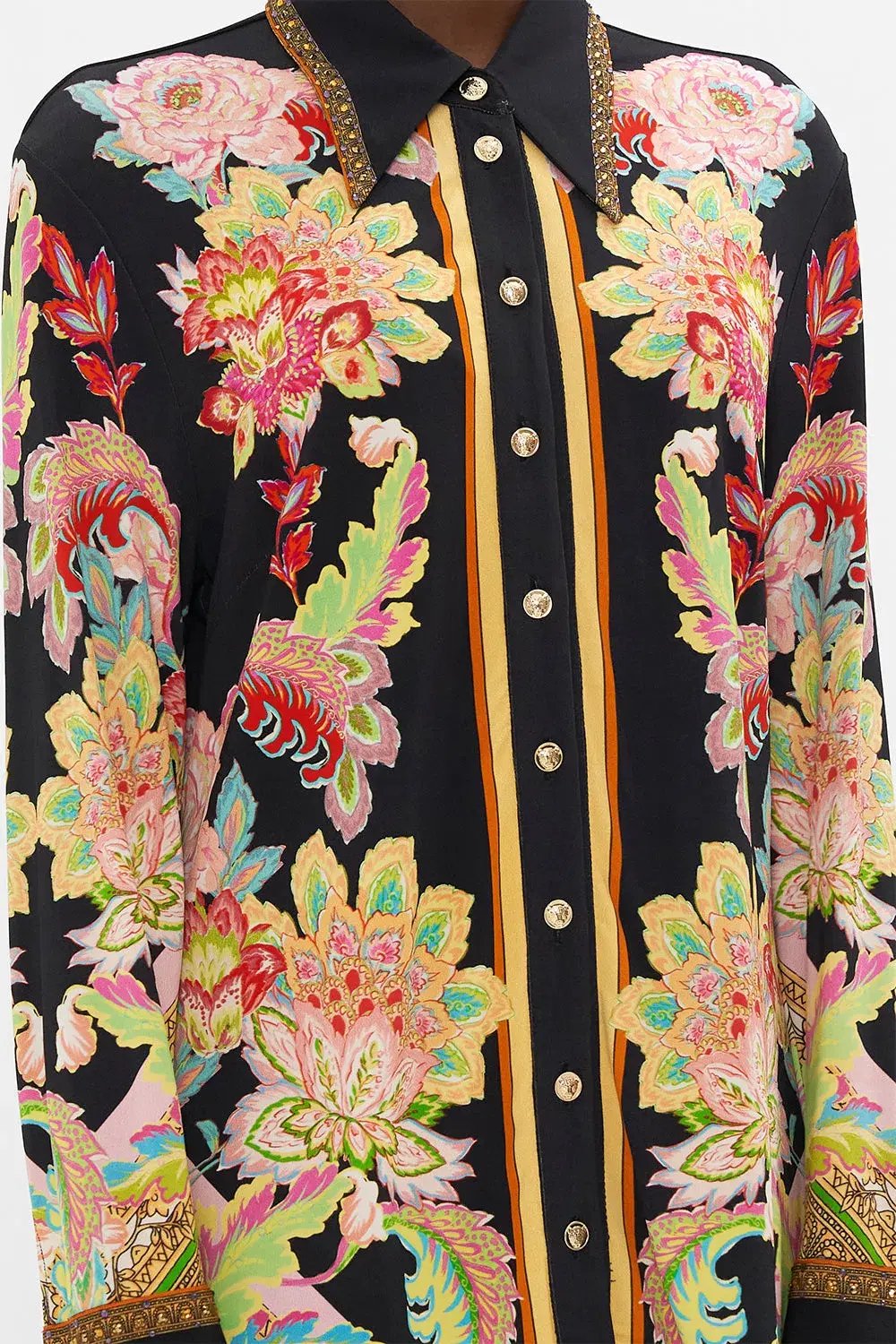 Camilla Sundowners In Sicily Fitted Jersey Shirt & Flare Pant Set Multi Floral Size M / AU 12 photo 2