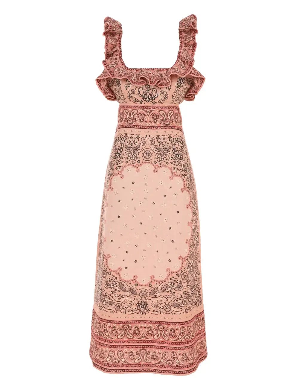 Zimmermann Matchmaker Frilled Midi Dress Pink Bandana Size 0 / AU 8 photo 5