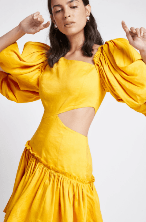 Aje Chateau Mini Dress Yellow Size 6 photo 2