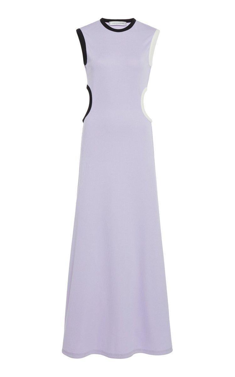 Christopher Esber Fran Cutout Ribbed Knit Dress Purple Size 6 photo 2