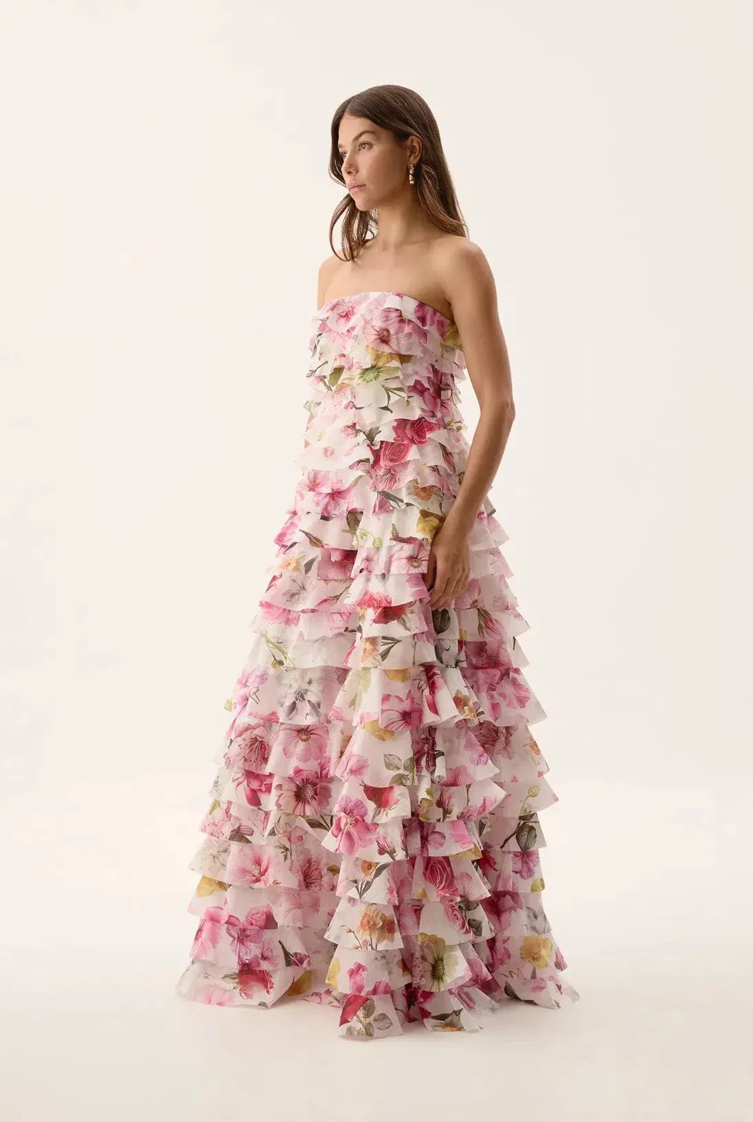 Aje Fleur Pleated Gown Collage Floral Size 8/S photo 2