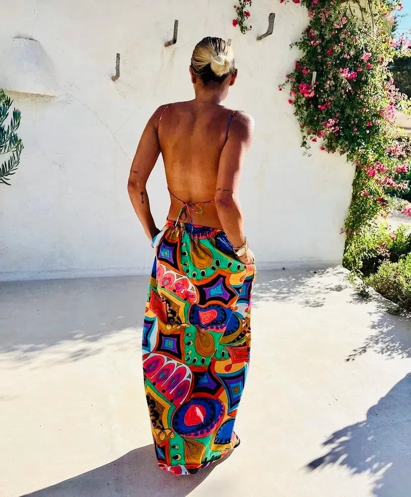 SWF Murano Cut Out A Line Maxi Dress Print Size 8 photo 4
