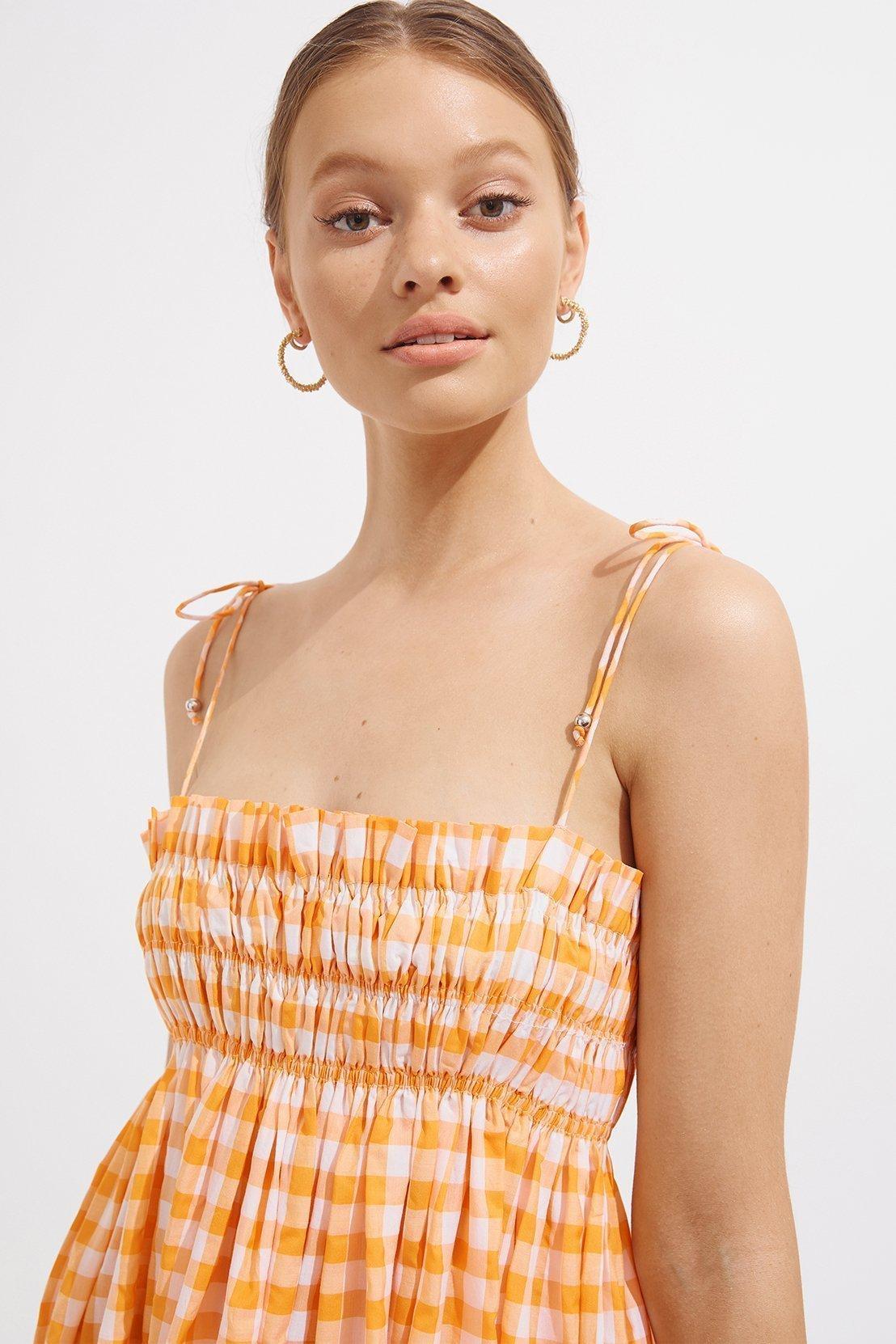 Steele - Sierra Dress - Papaya Check - Size 10 photo 3
