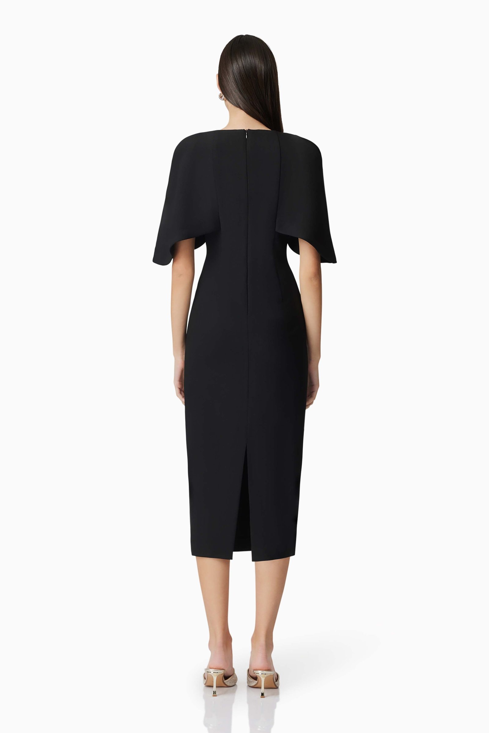 ELLIATT GIA CAPE MIDI DRESS - BLACK photo 4