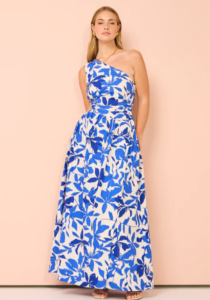 Shona Joy Bleue Asymmetrical Cut Out Maxi Dress In Ivory/Aqua photo 2