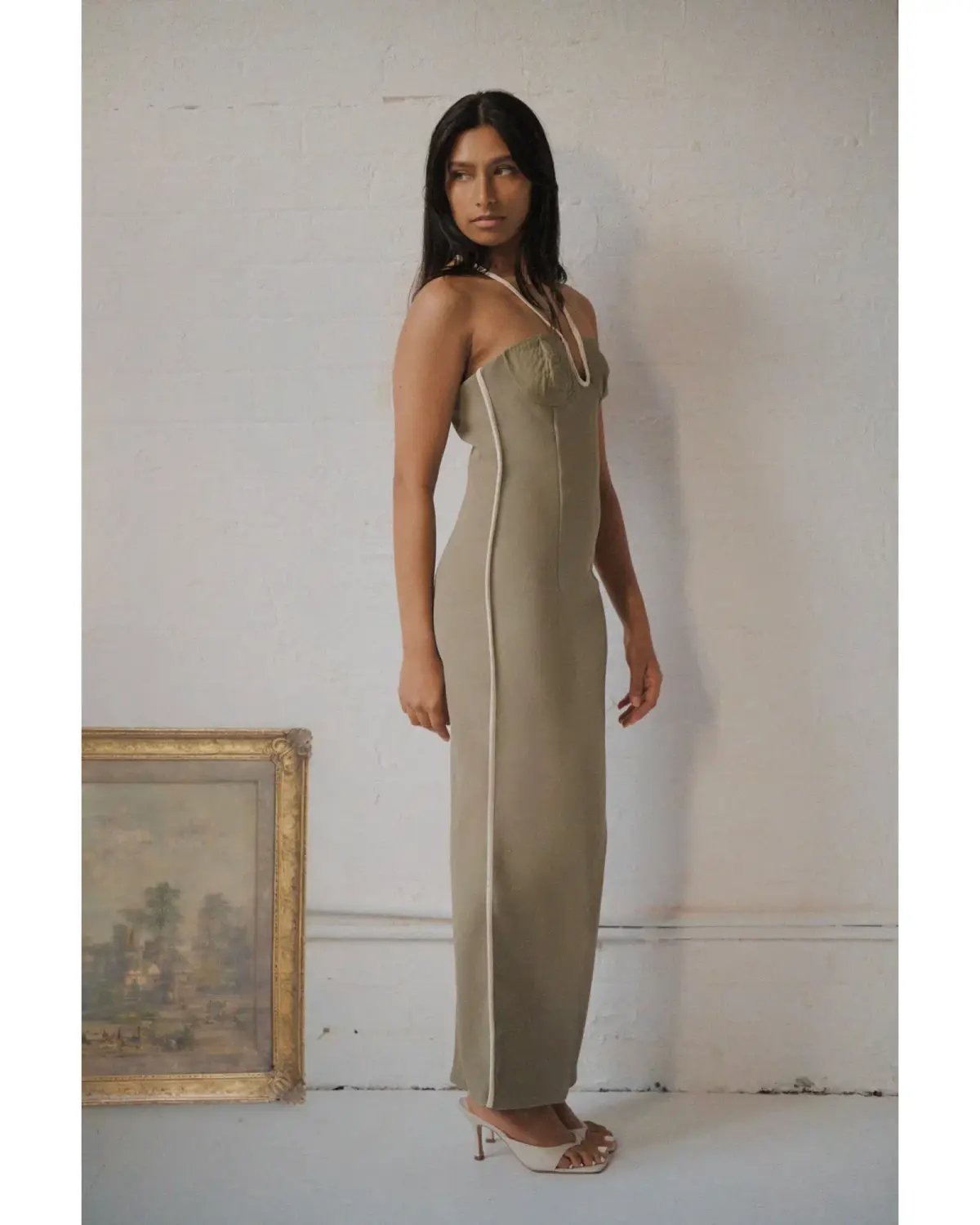 Paris Georgia Nassia Dress Khaki Size AU 6 photo 2
