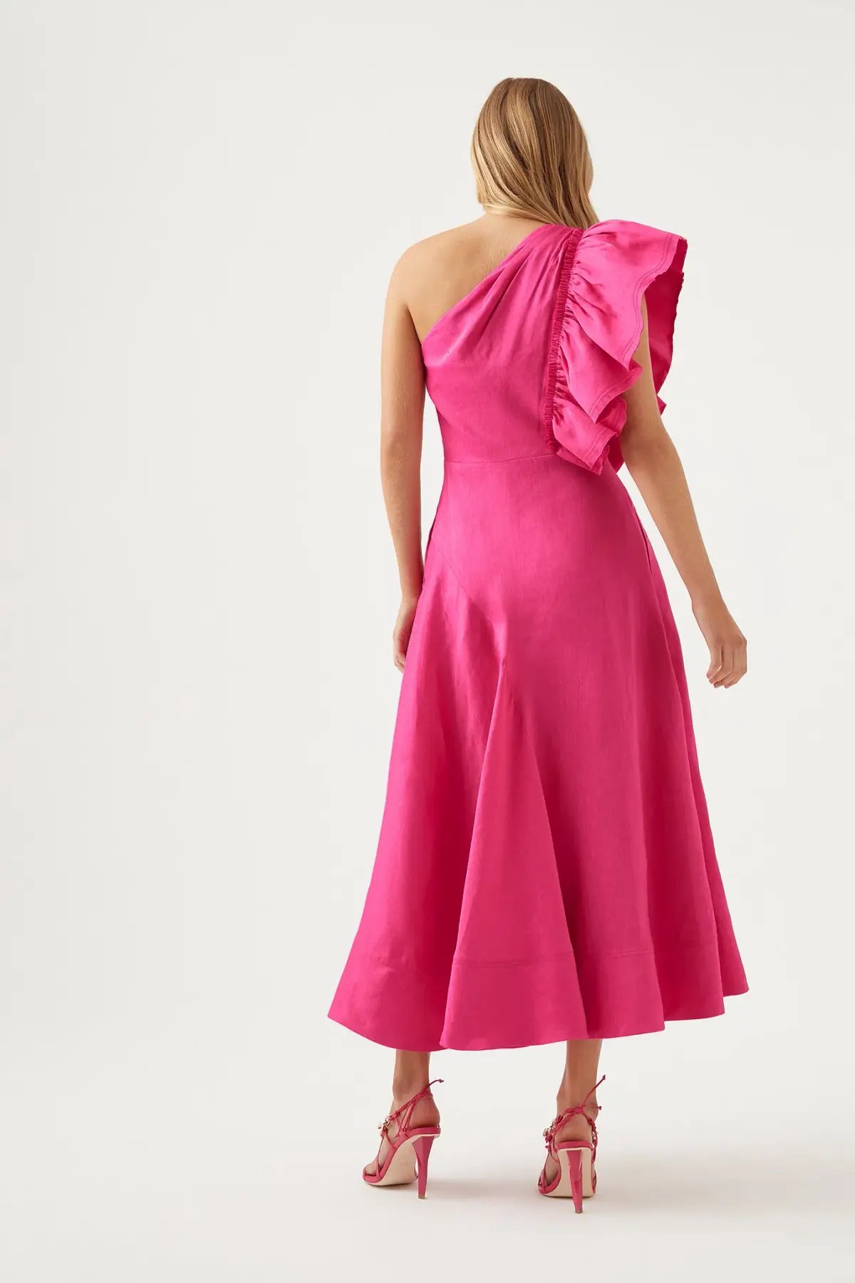 Aje Bonjour Asymmetric Midi Dress Pink Size L / AU 12 photo 2