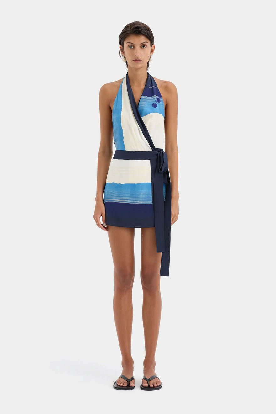 Sir The Label Mariner Wrap Halter Mini Dress - Shoreline Stripe photo 3