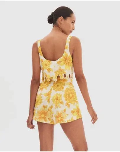 Alemais Sonny Sculpt Crop Top and Shorts Mini Set Floral Lemon Size 8 photo 4