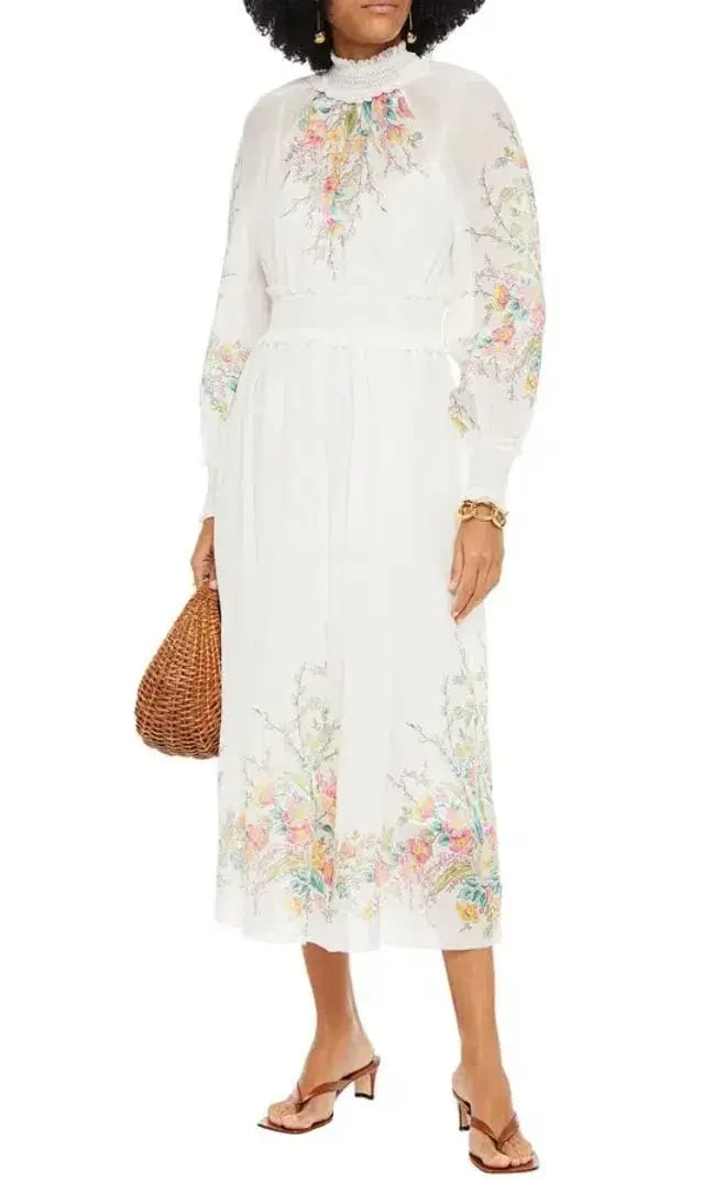 Zimmermann Zinnia Shirred Waist Maxi Dress White Floral Size 0 / AU 8 photo 2
