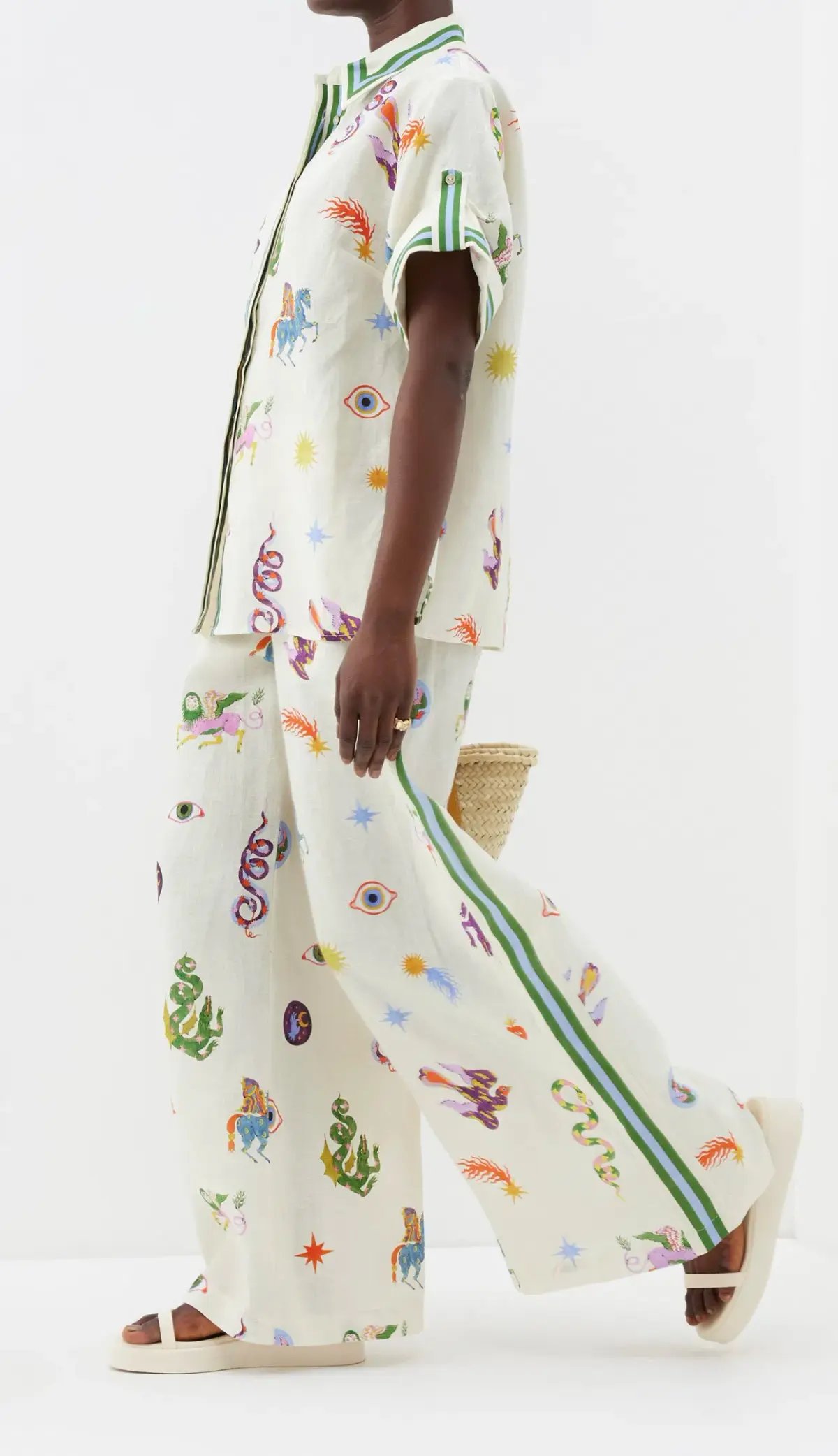 Alemais Matches Exclusive Ivory Aether Pants and Top Set Print Size 14 photo 2