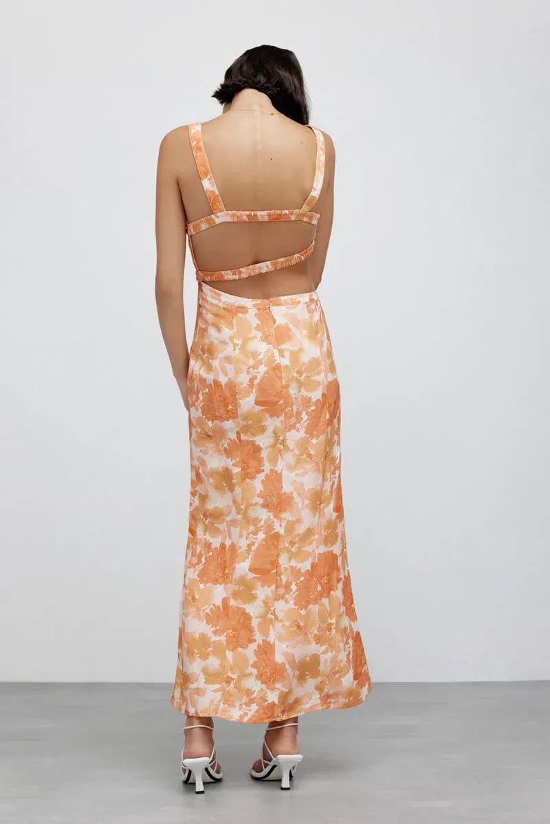 Significant Other Elena Midi Dress Orange Floral Size 10 photo 2