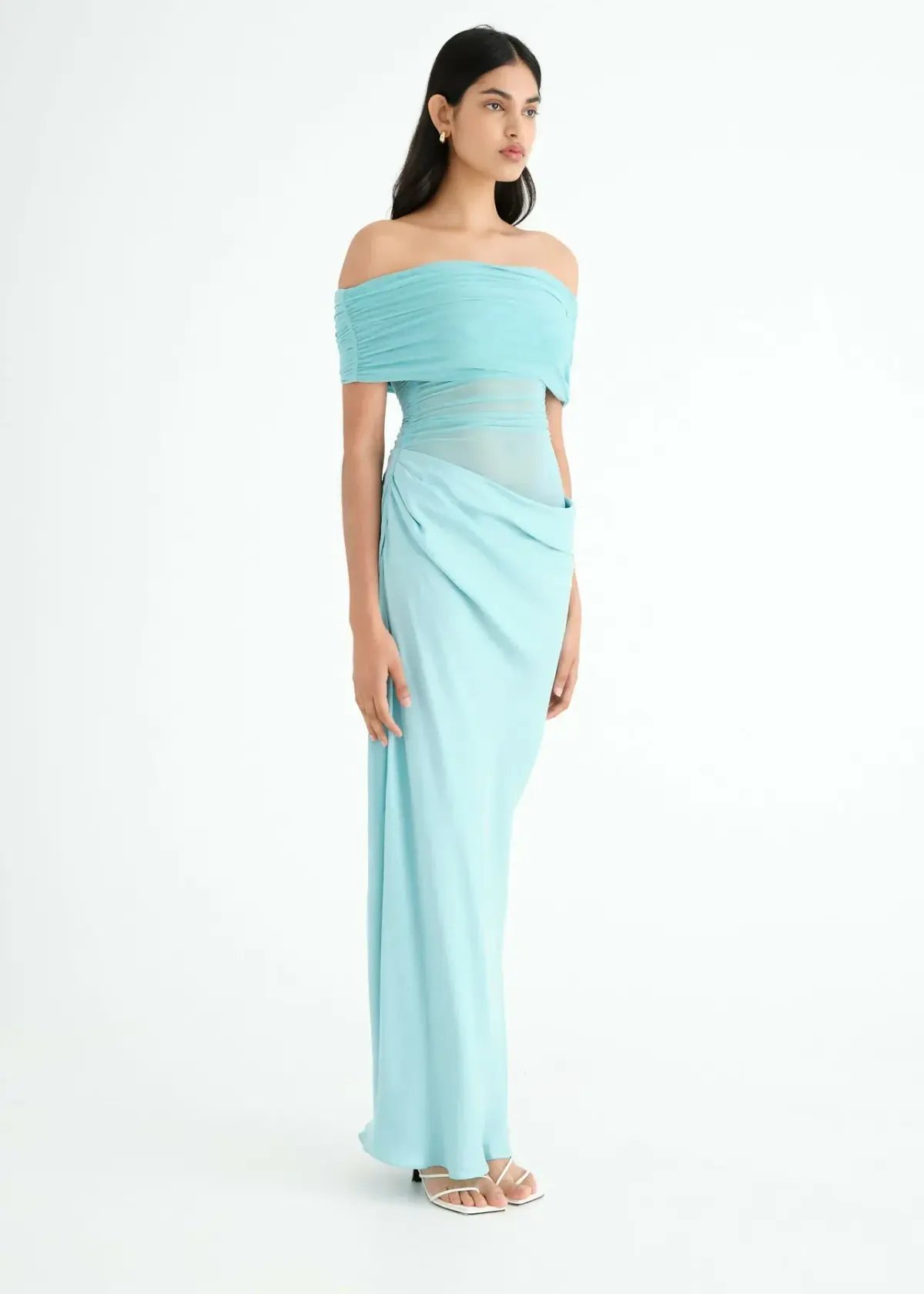 BENNI Nico Off Shoulder Maxi Dress Aquamarine Size 6 photo 2