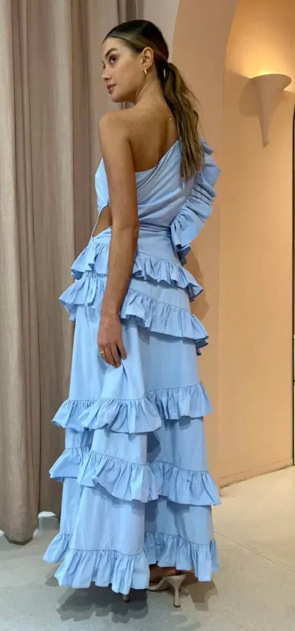 By Nicola Adrift Frill Maxi Dress Blue Size 14 photo 3