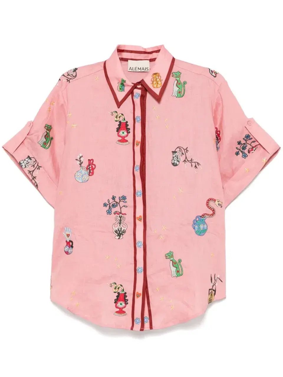 ALEMAIS Timmy Embroidered Shirt & Sarong Skirt Pink Size 10 AU photo 5
