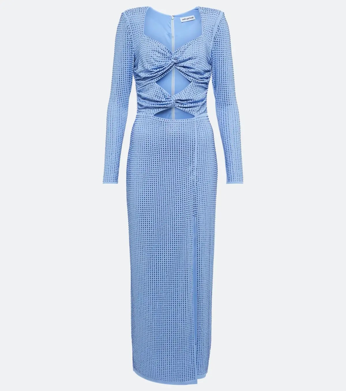 Self Portrait Rhinestone Cutout Midi Dress Blue Size S / AU 8 photo 3