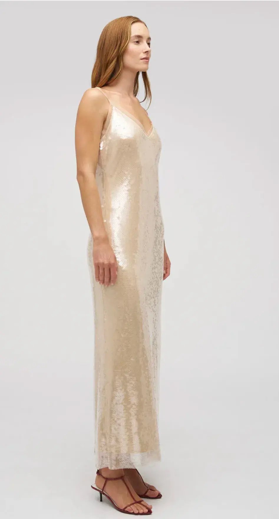 Oroton Sequin Slip Dress Champagne Size 10 photo 3